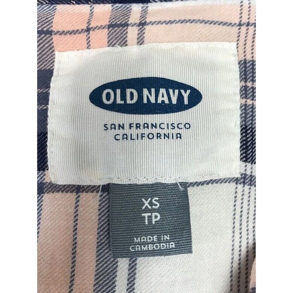 Old Navy Top Womens XS Plaid White Blue Pink - Picture 7 of 9
